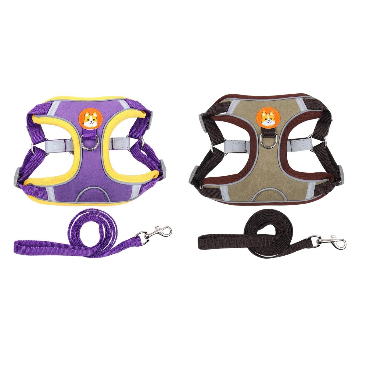 2x Dog Harness Leashs Set Outdoor With Leashs Soft Chest