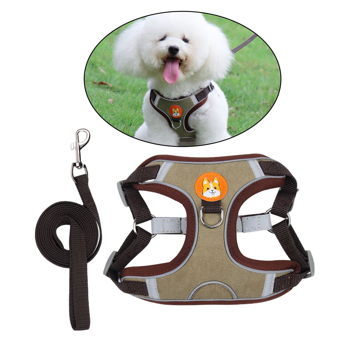 2x Dog Harness Leashs Set Outdoor With Leashs Soft Chest