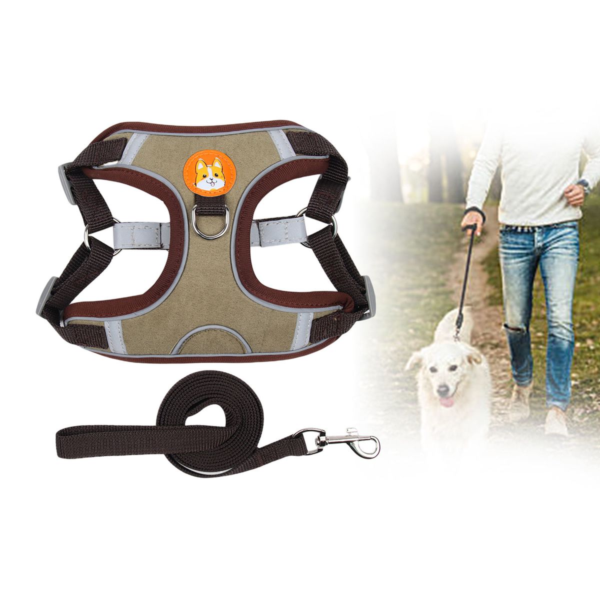 2x Dog Harness Leashs Set Outdoor With Leashs Soft Chest