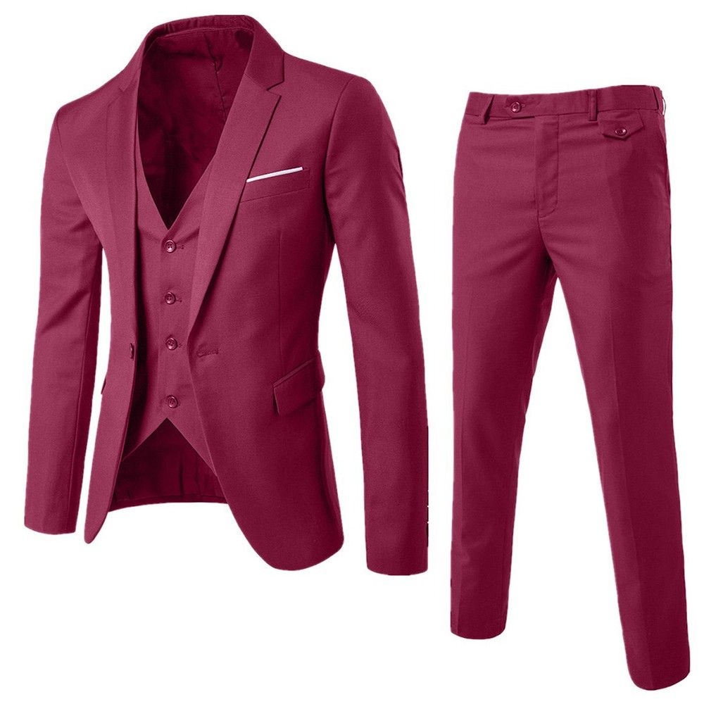 (Gray)Male Suit Sets Slim 3-piece Suit Business Formal Wedding Suits For Men Party Jacket Two Piece Pants Men Clothes Droshipping RA