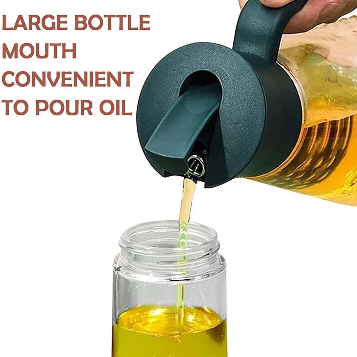 2 in 1 Olive Oil Dispenser Bottle with Brush,Dropper Measuring Oil Dispenser Bottle,for Cook,Fry,Baking,BBQ,Green