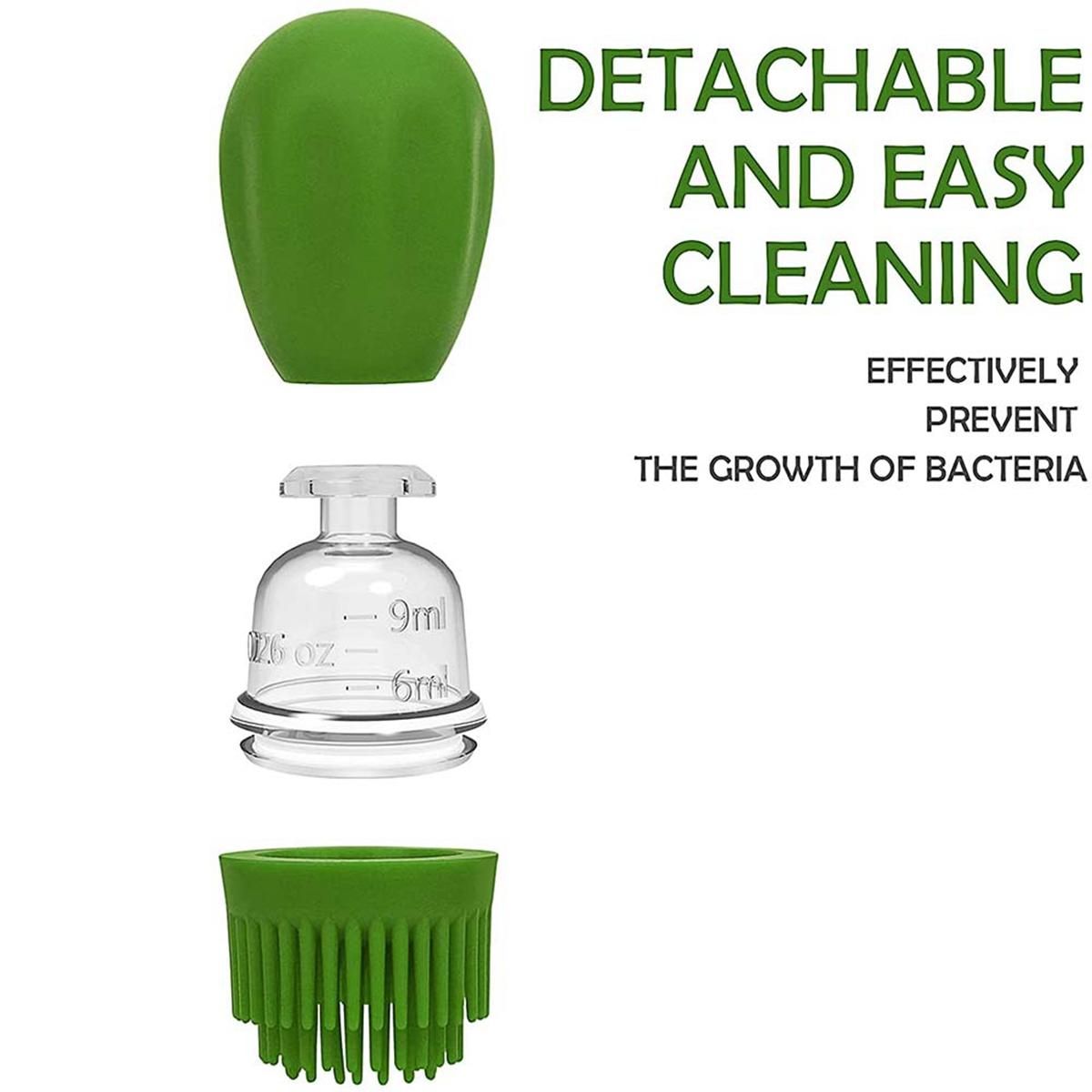 2 in 1 Olive Oil Dispenser Bottle with Brush,Dropper Measuring Oil Dispenser Bottle,for Cook,Fry,Baking,BBQ,Green