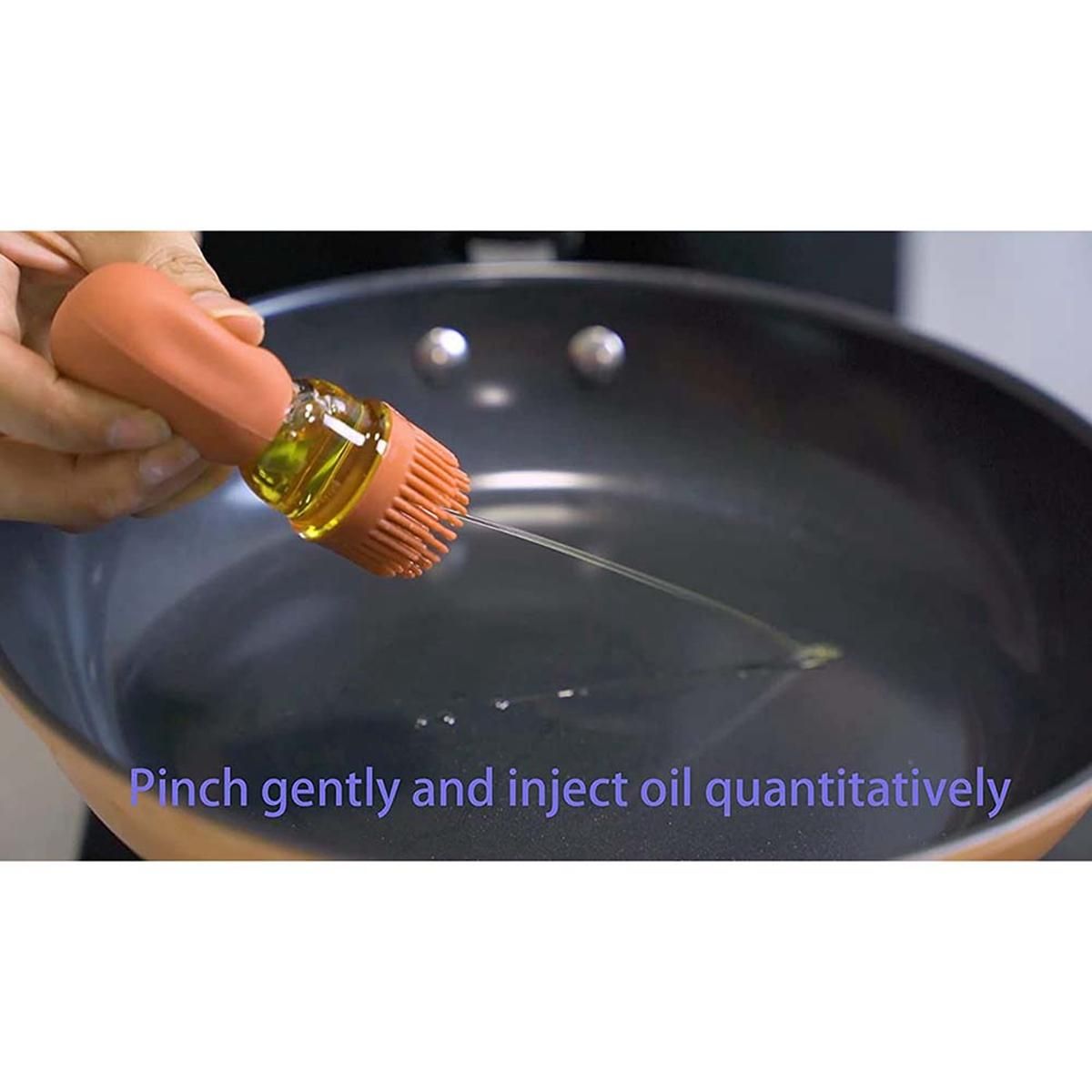 2 in 1 Olive Oil Dispenser Bottle with Brush,Dropper Measuring Oil Dispenser Bottle,for Cook,Fry,Baking,BBQ,Green