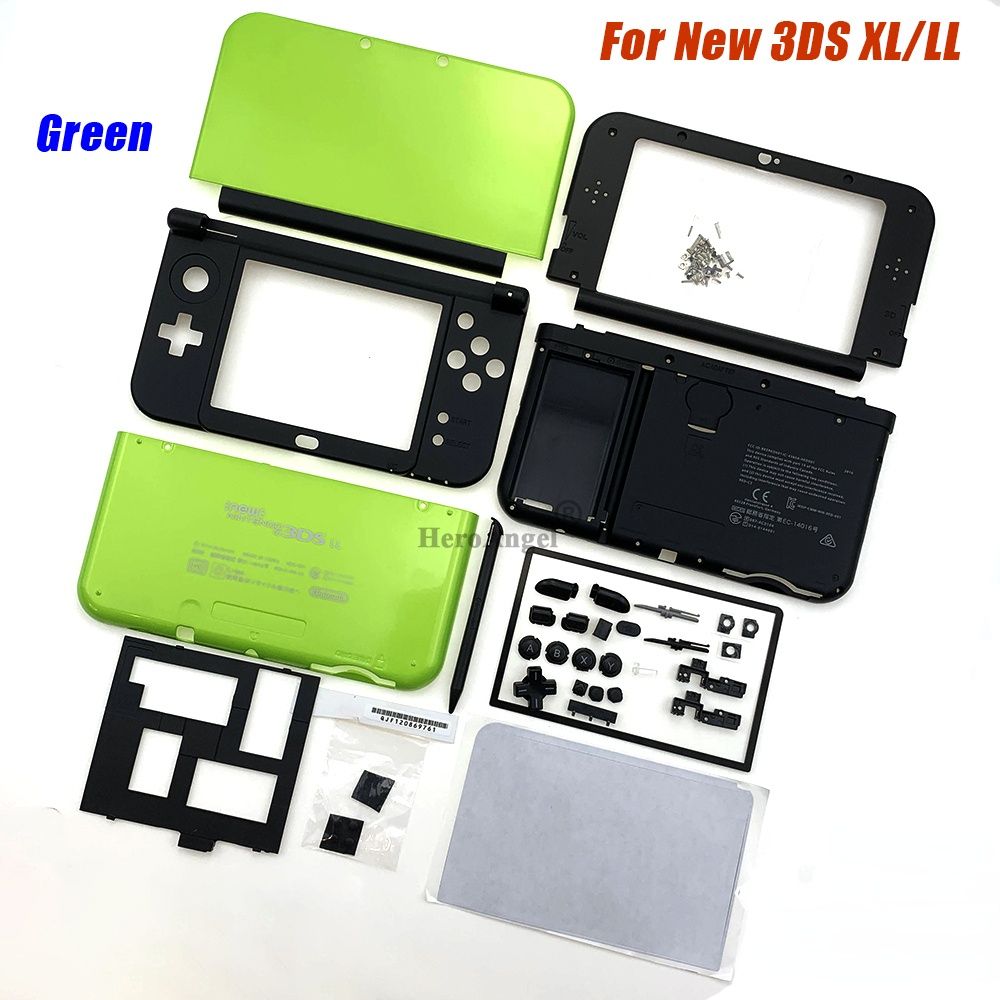 For Nintendo  3DS XL LL Console Faceplate Blue Bottom Middle Shell Housing Full Set With Ons Screw Replacement Case Cover