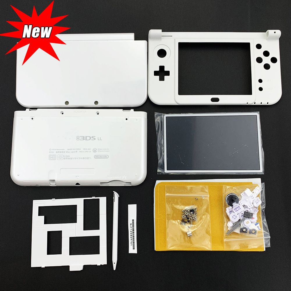 For Nintendo  3DS XL LL Console Faceplate Blue Bottom Middle Shell Housing Full Set With Ons Screw Replacement Case Cover