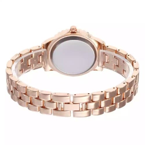 Studded Rhinestone Women's Wrist Watch-Rose Gold