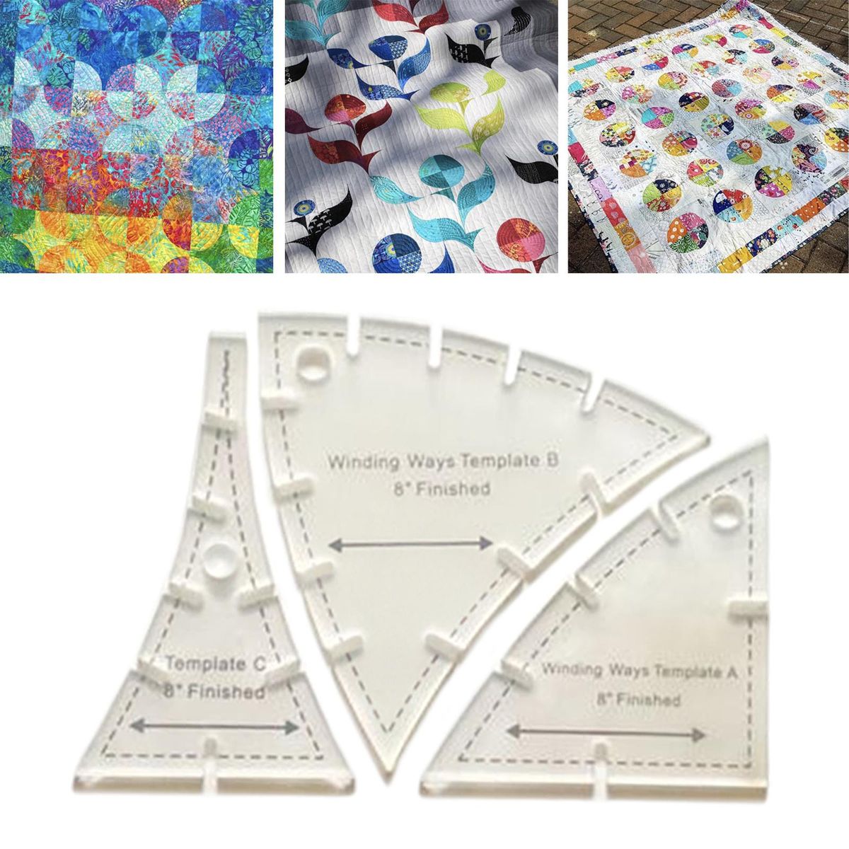 3x Quick Curve Quilt Template Cutting Patterns Patchwork