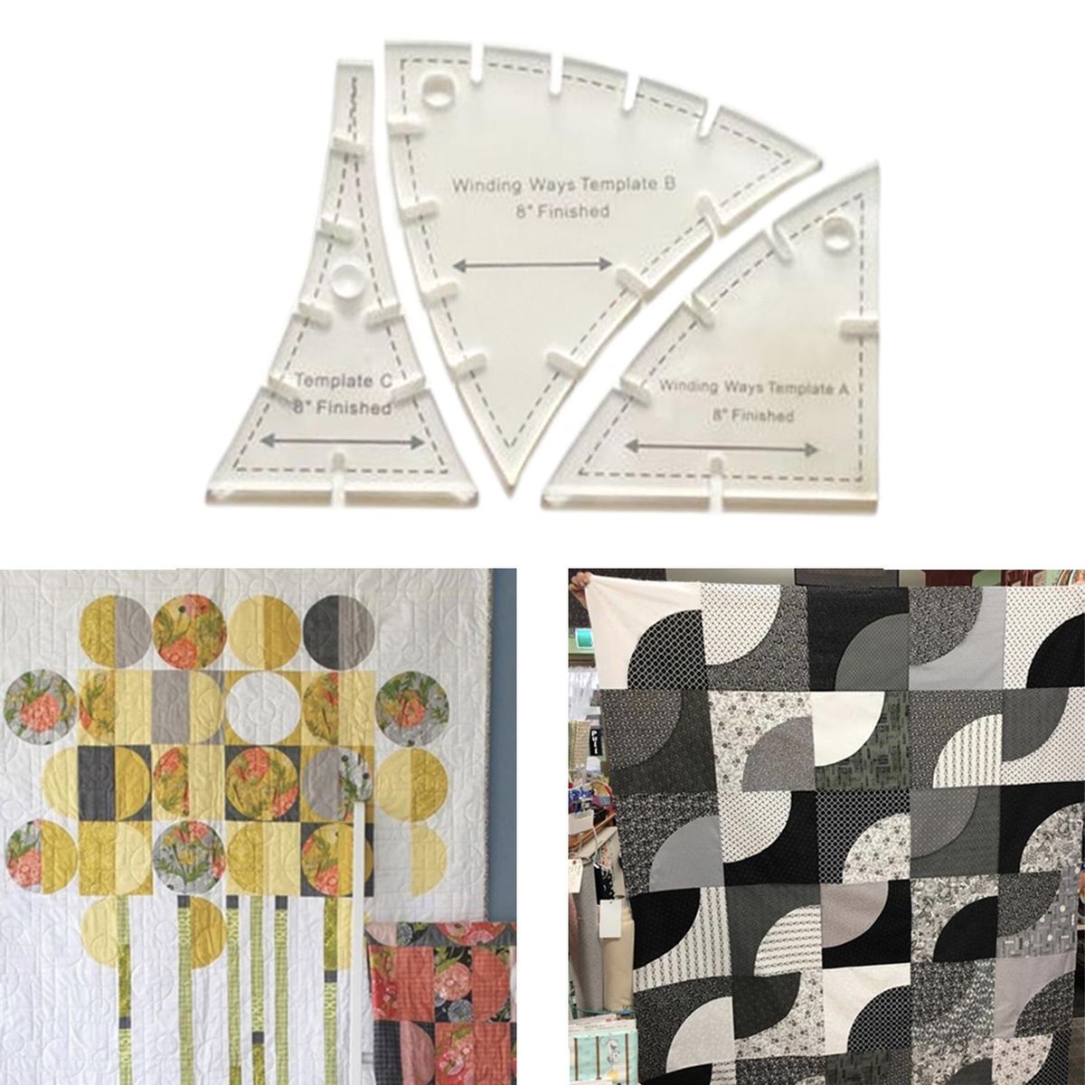 3x Quick Curve Quilt Template Cutting Patterns Patchwork