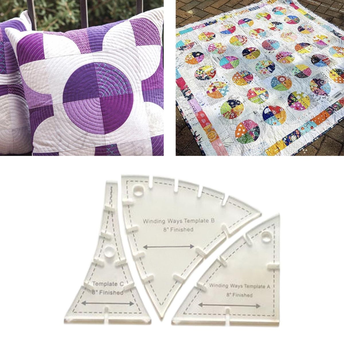 3x Quick Curve Quilt Template Cutting Patterns Patchwork