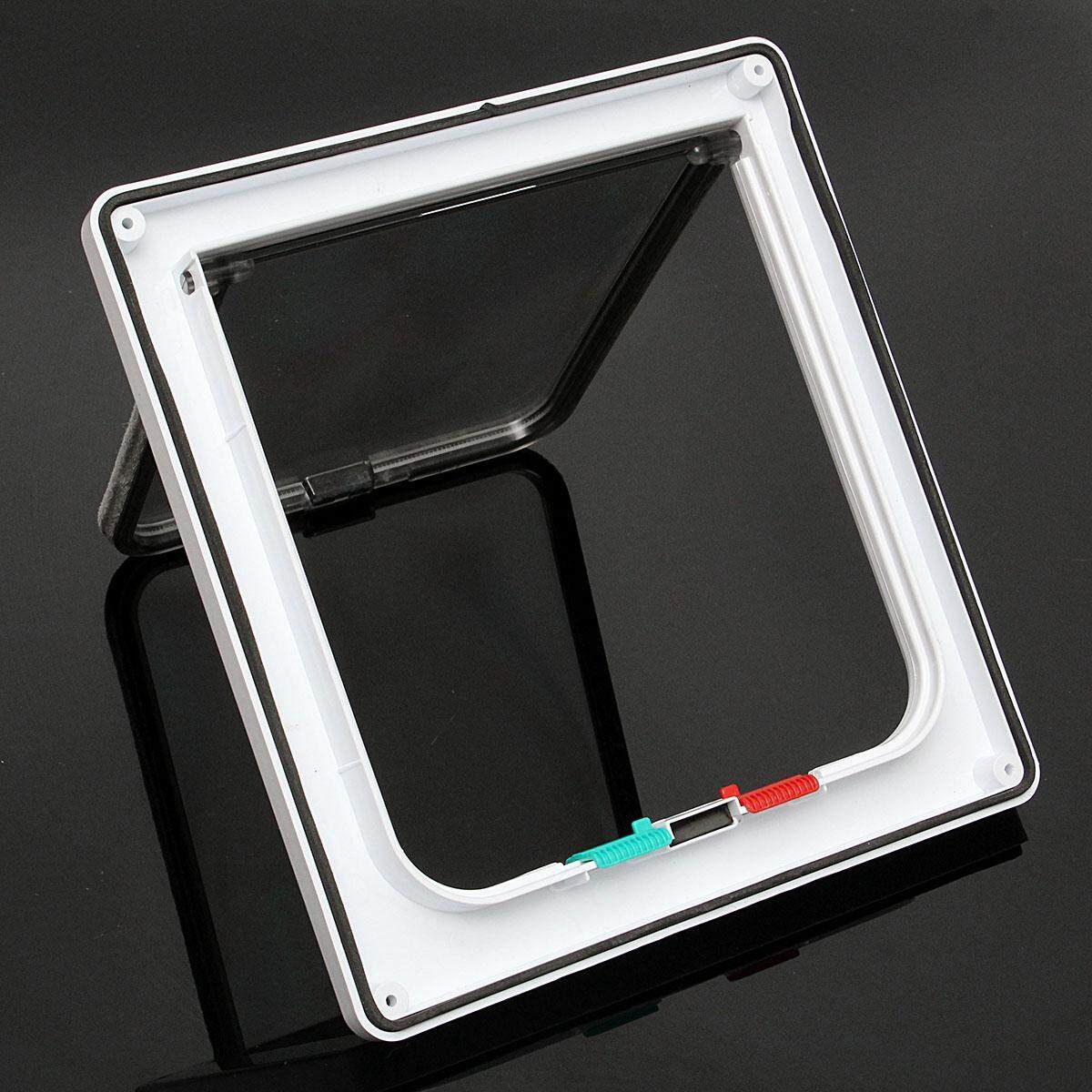 4 Way White Frame Locking Lockable Puppy Small Cat Dog Safe Flap Pet Door # L L