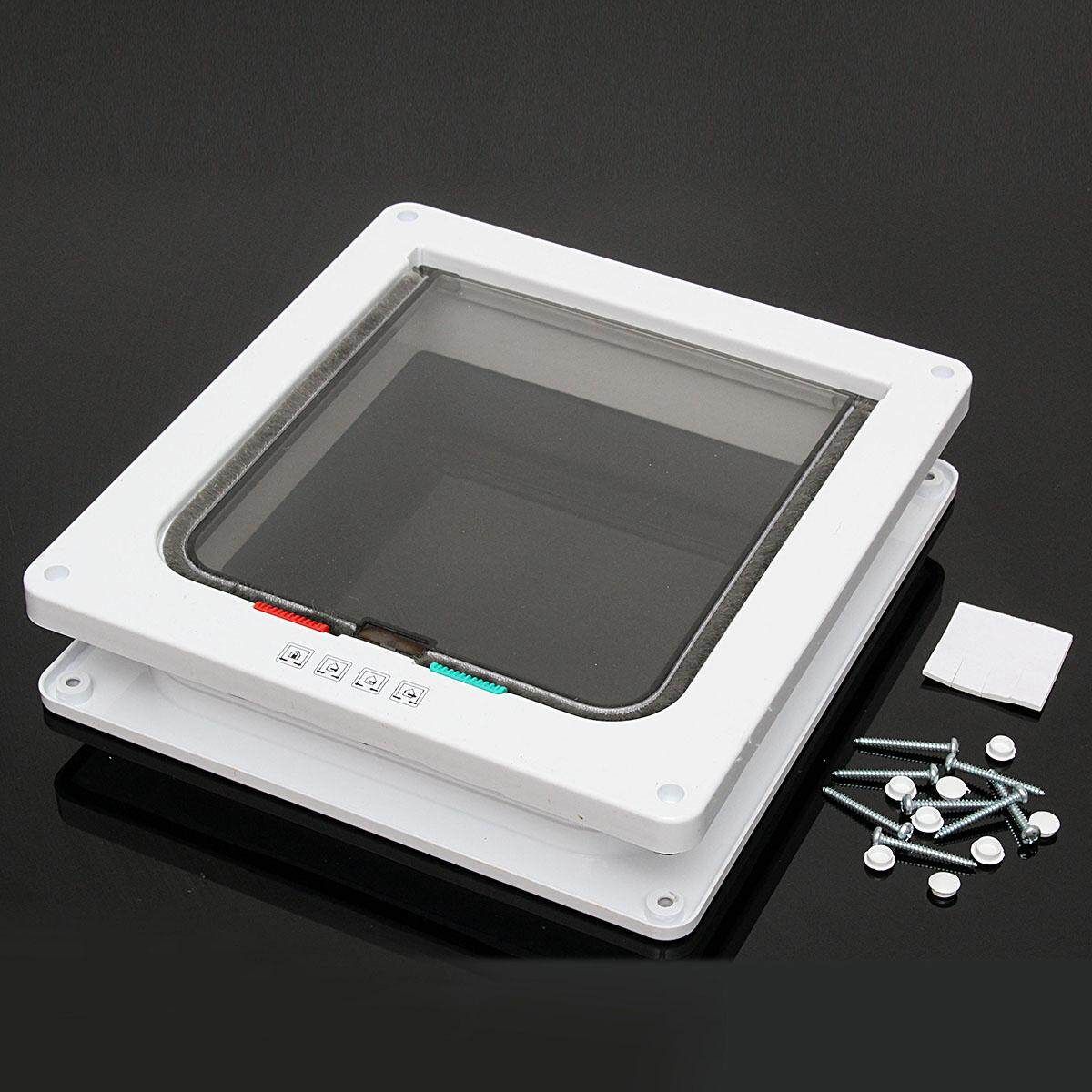 4 Way White Frame Locking Lockable Puppy Small Cat Dog Safe Flap Pet Door # L L