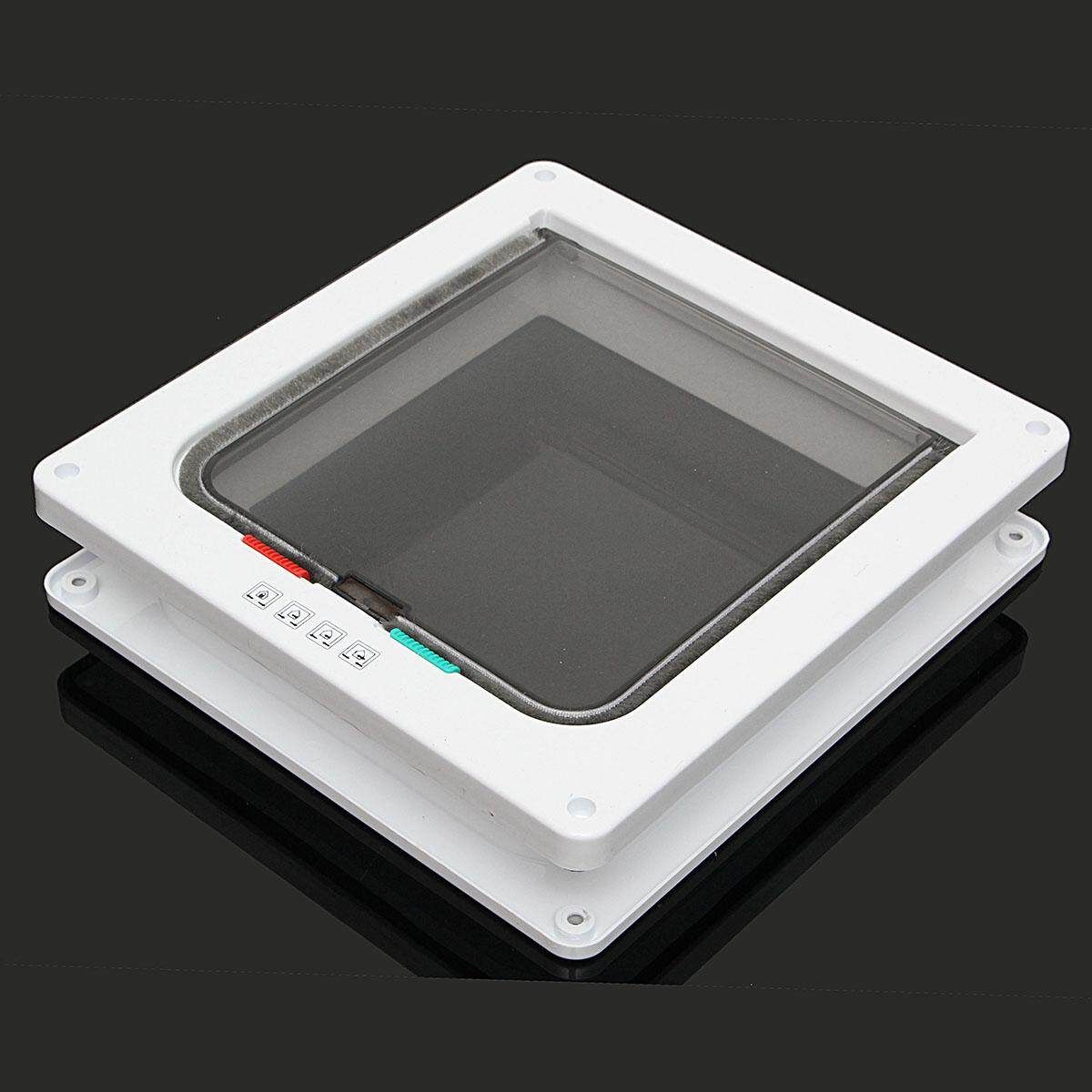 4 Way White Frame Locking Lockable Puppy Small Cat Dog Safe Flap Pet Door # L L