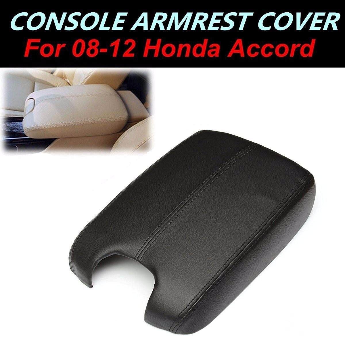 Black Console Real Leather Car Armrest Cover For Honda Accord 2008-2012 09 10 11 Black