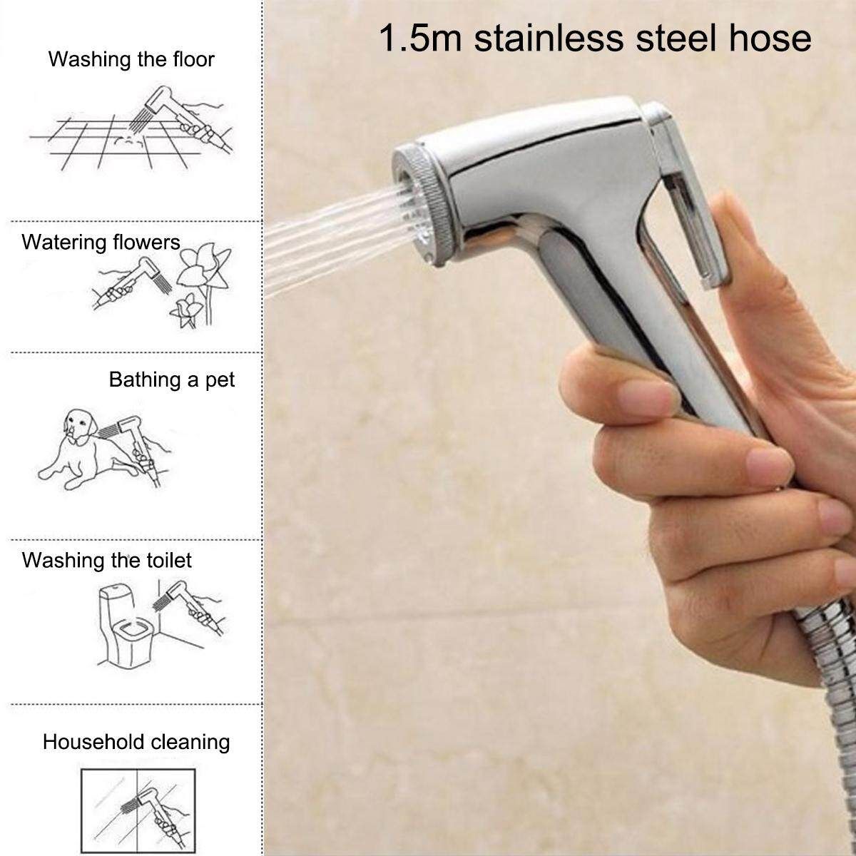 3Pcs Toilet Handheld Stainless Steel Bidet Spray Shower Sprayer Douche Kit