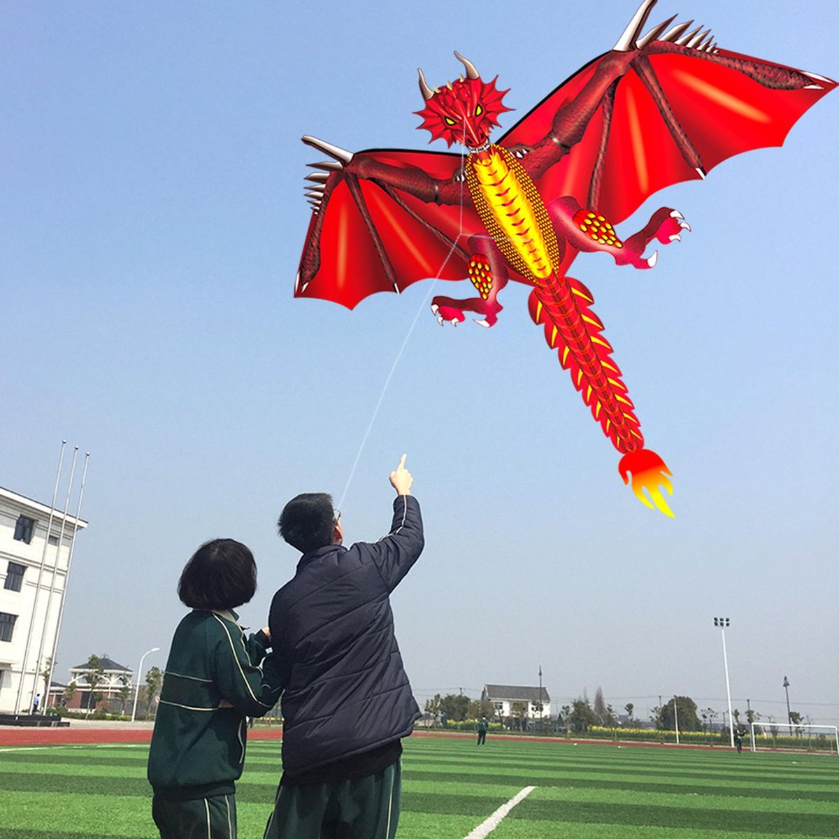 Wildlife Spring Kite Set Colorful Funny Cloth Large Red