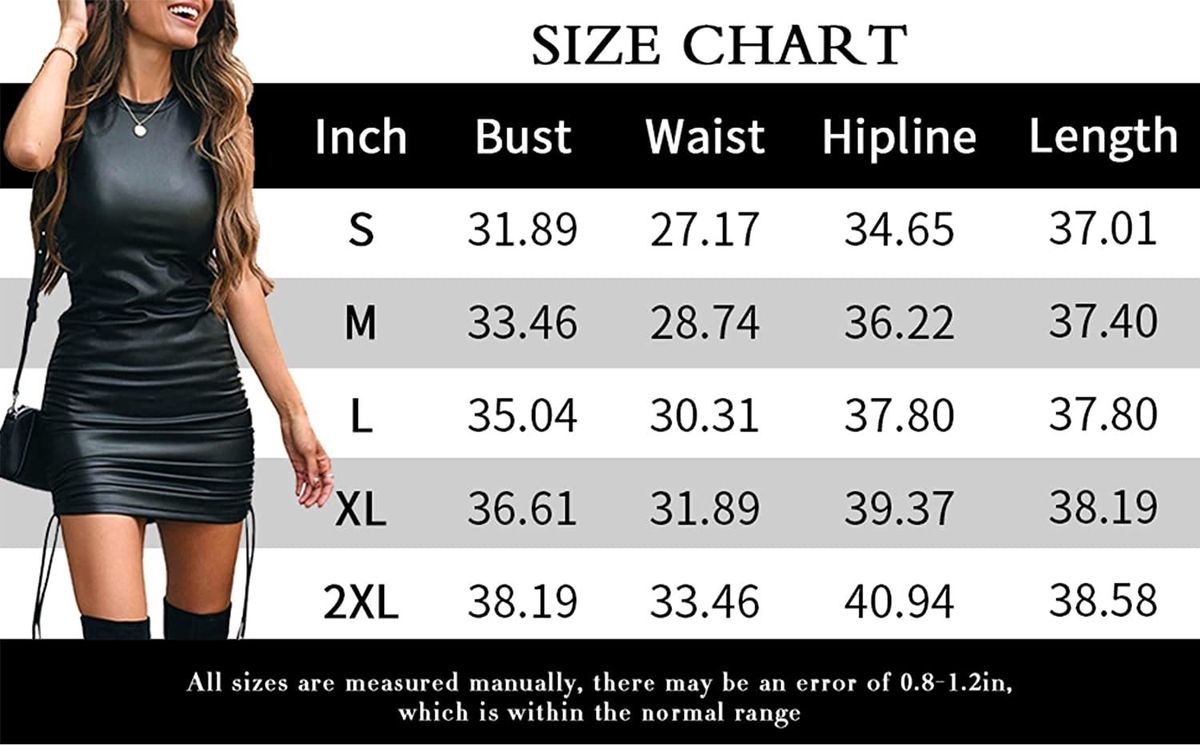 RAMISU Women's Pu Leather Sleeveless Bodycon Dress -Side