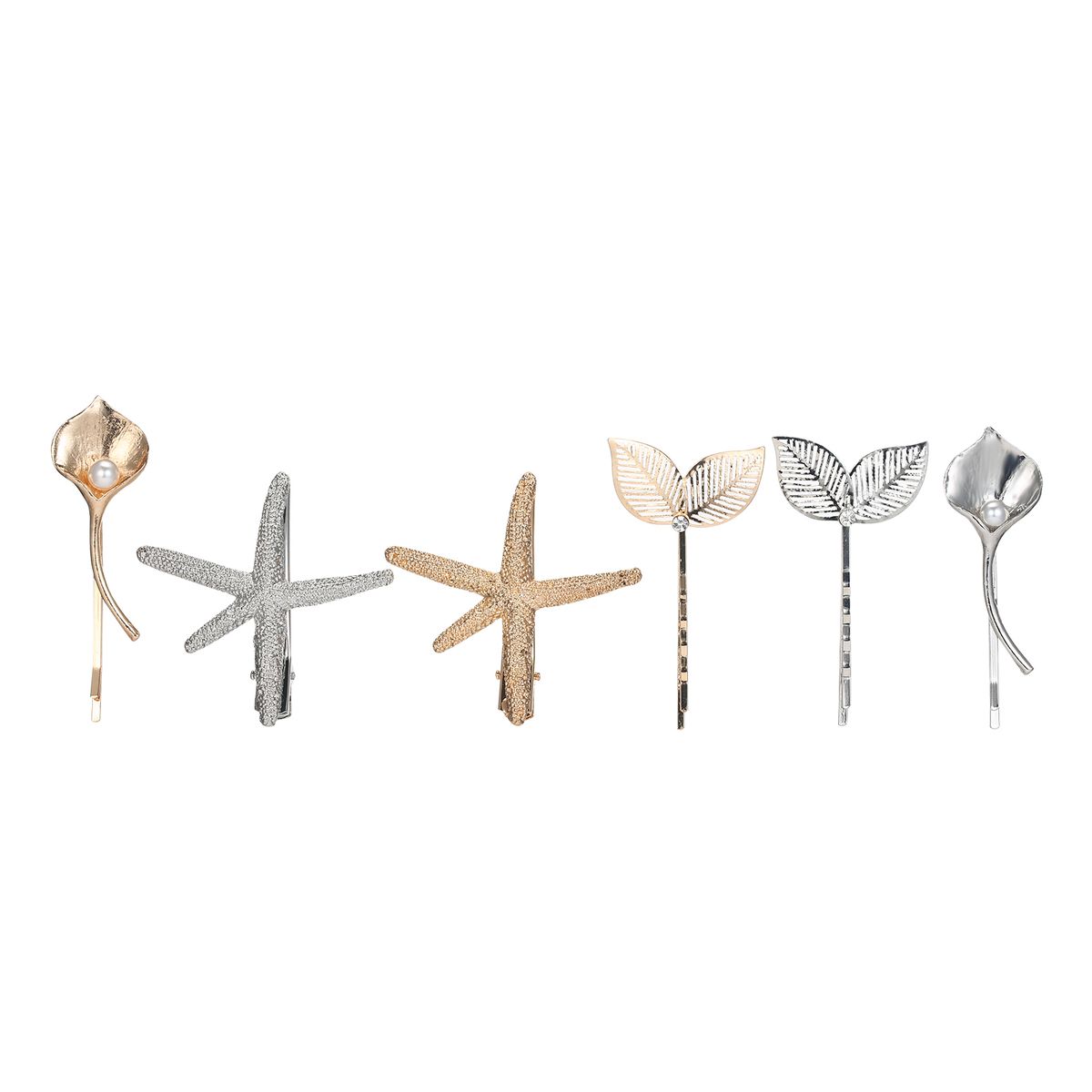 6 PCS Fashion Hair Clips Set Metal Hair Barrettes Salon
