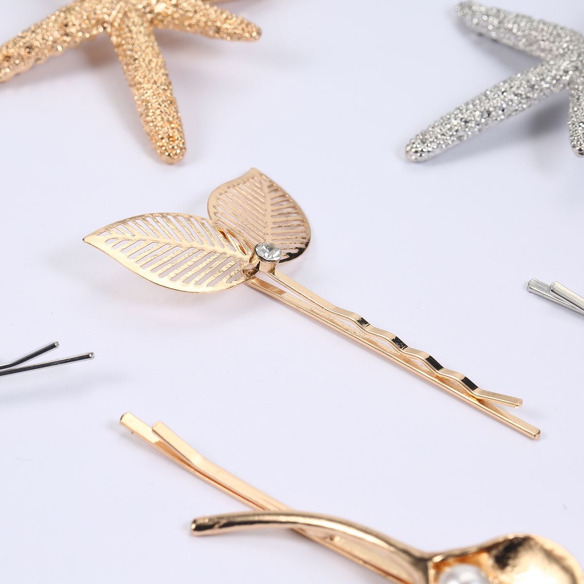 6 PCS Fashion Hair Clips Set Metal Hair Barrettes Salon