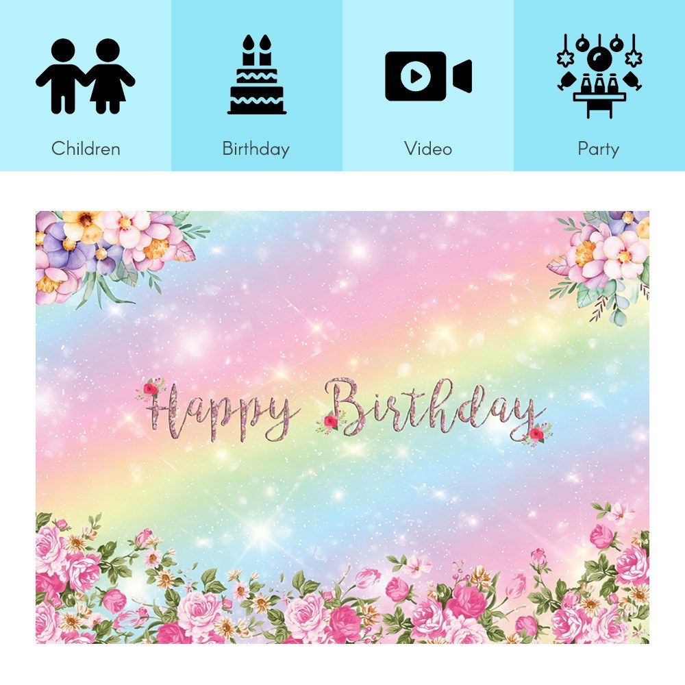 7*5ft Happy Birthday Cartoon Backdrop Baby Shower Kid