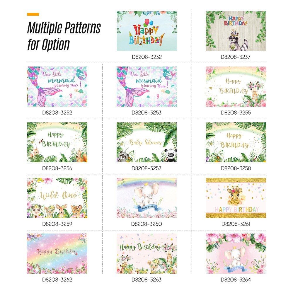 7*5ft Happy Birthday Cartoon Backdrop Baby Shower Kid