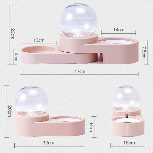 Pet Cat Dog Water Food Feeder Automatic Dispenser 1.8L Bubble Container Stainless Steel Bowl For Drinking Eating