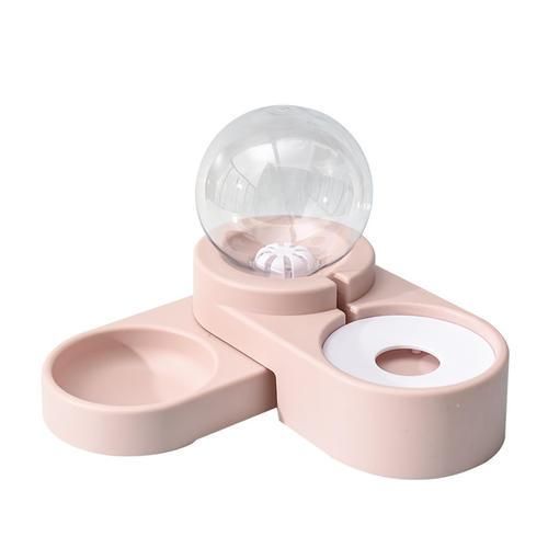 Pet Cat Dog Water Food Feeder Automatic Dispenser 1.8L Bubble Container Stainless Steel Bowl For Drinking Eating