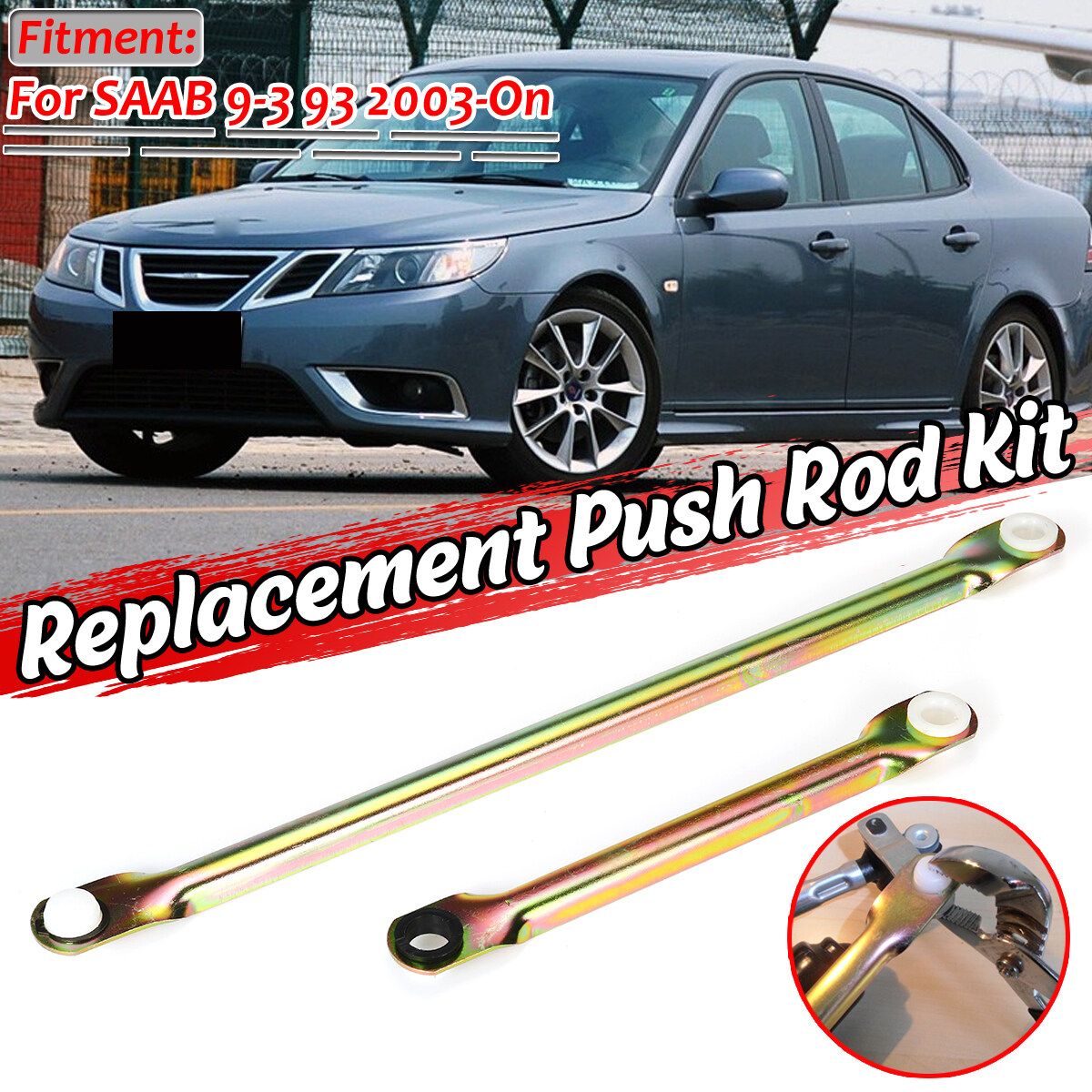 Pair Wiper Motor Linkage Push Rod Wipex Kit Set For SAAB 9-3 93 2003-ON