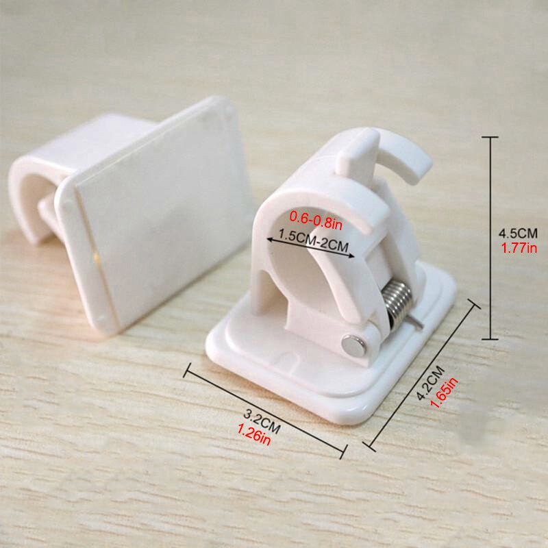 2 Pcs Hanging Rod Clip Adhesive Wall Curtain Hanging Rod Clamp Hooks Shower Curtain Rod Fixed Clip Hanging Rack Hook