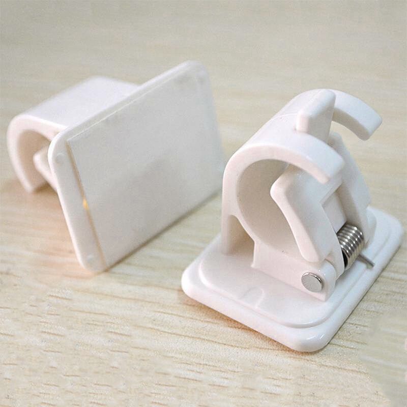 2 Pcs Hanging Rod Clip Adhesive Wall Curtain Hanging Rod Clamp Hooks Shower Curtain Rod Fixed Clip Hanging Rack Hook