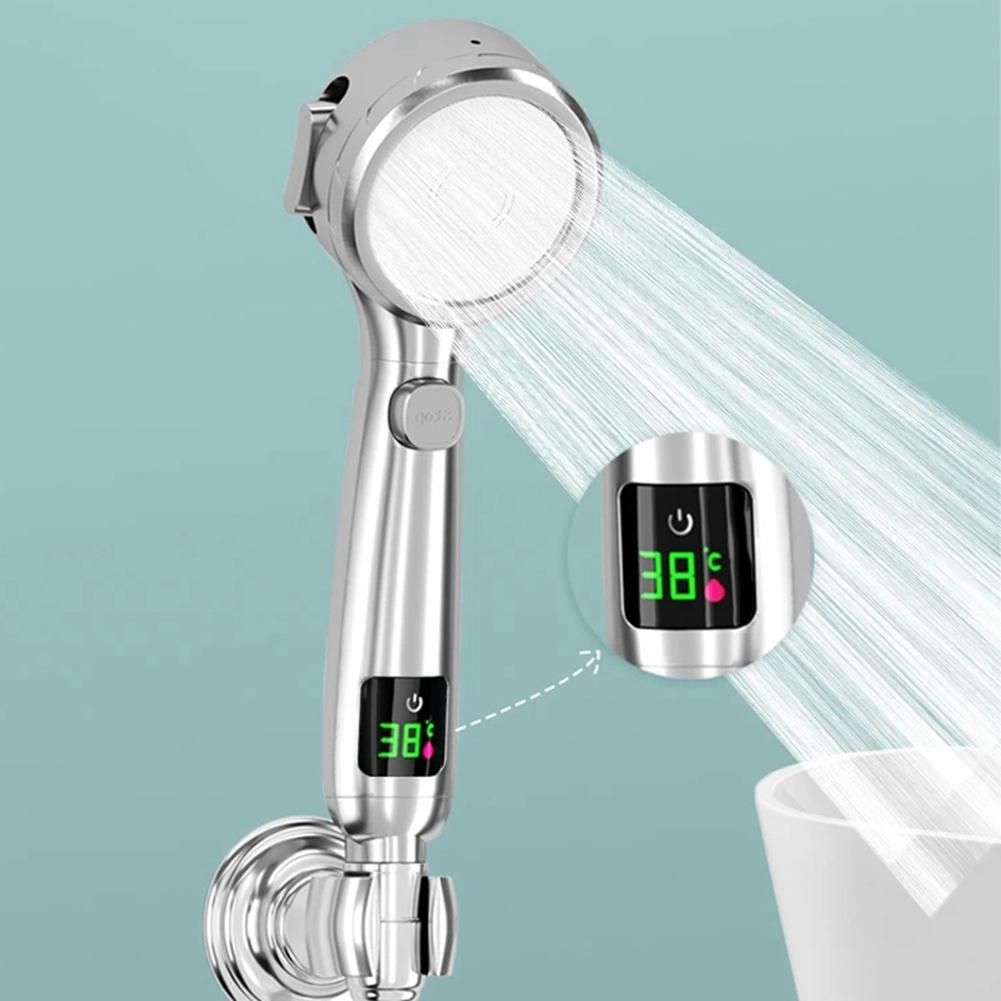 Temperature Display Shower Head Handheld No Charging