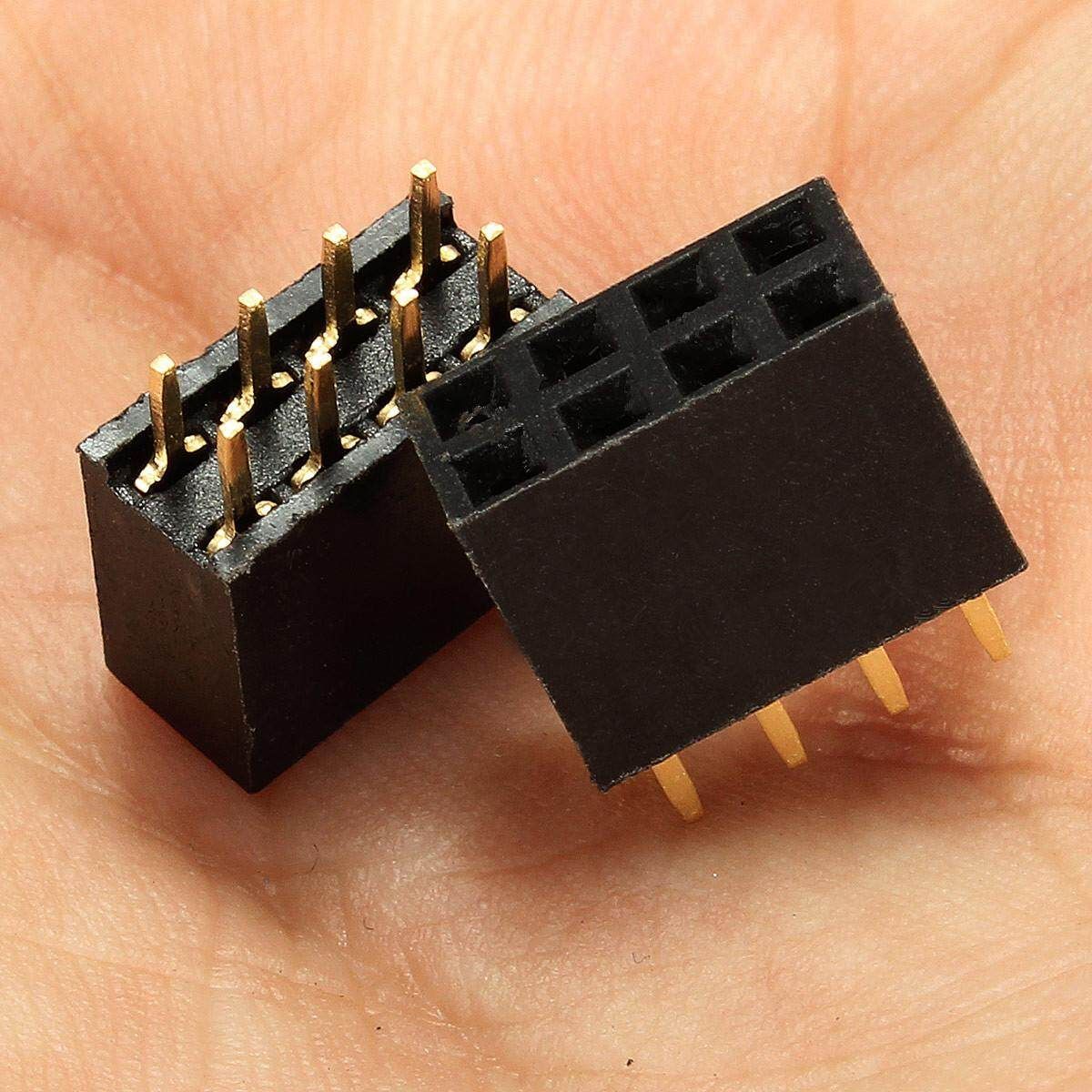 10PCS 2x4 Pin 8P 2.54mm Double Row Female Straight Header Pitch Socket Pin Strip