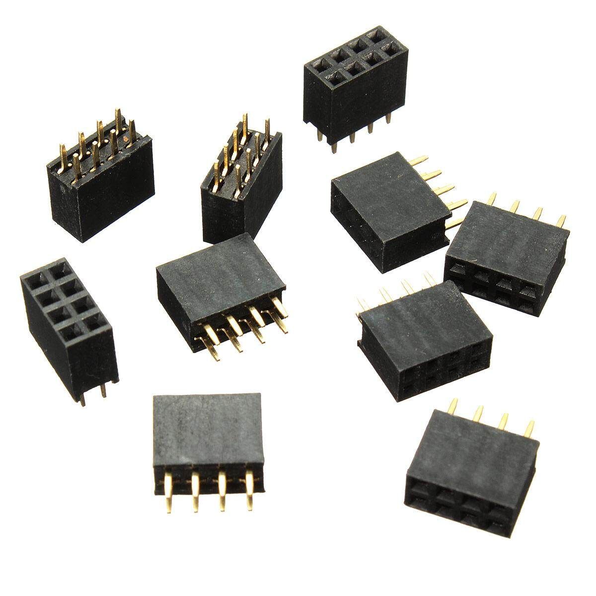 10PCS 2x4 Pin 8P 2.54mm Double Row Female Straight Header Pitch Socket Pin Strip