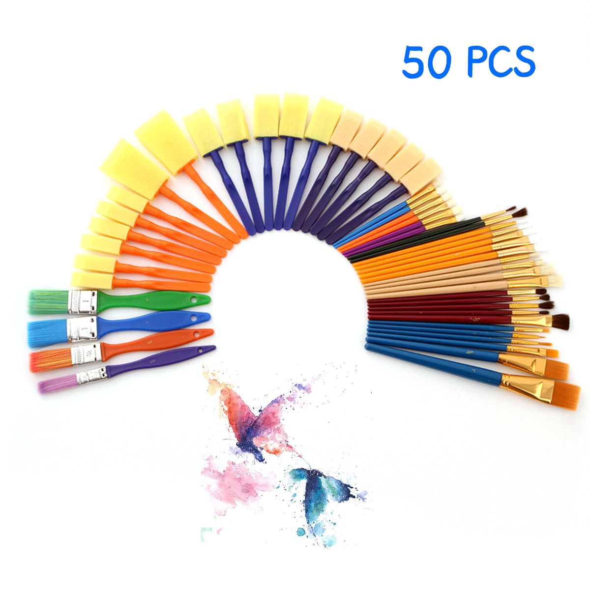 50PCS Paintbrushes All Purpose Washable Paint Brushes Set
