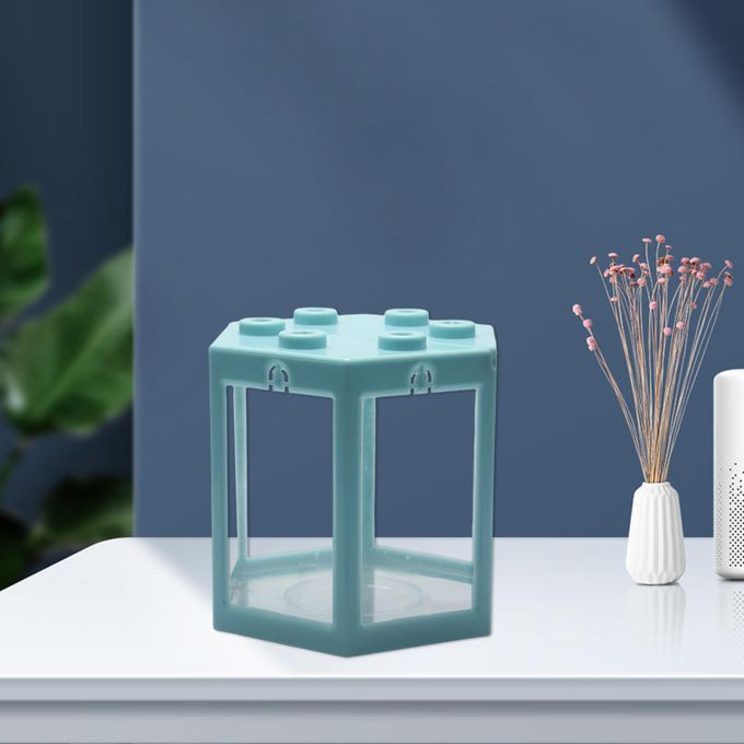 Desktop Mini Fish Tank Aquarium Betta Feeding Box Square Light Blue