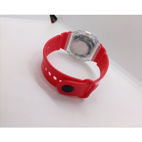 Unisex Transparent Bezel Silicone Led Watch - Red