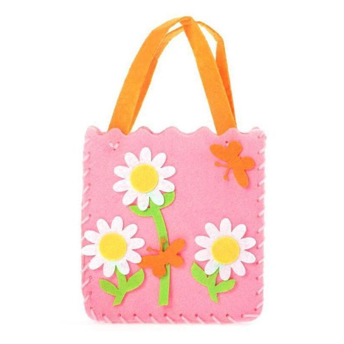 DIY Non Woven  Loth  Artoon Bag Kids  Hildren Kindergarten Art Handbag-flower-105*205mm