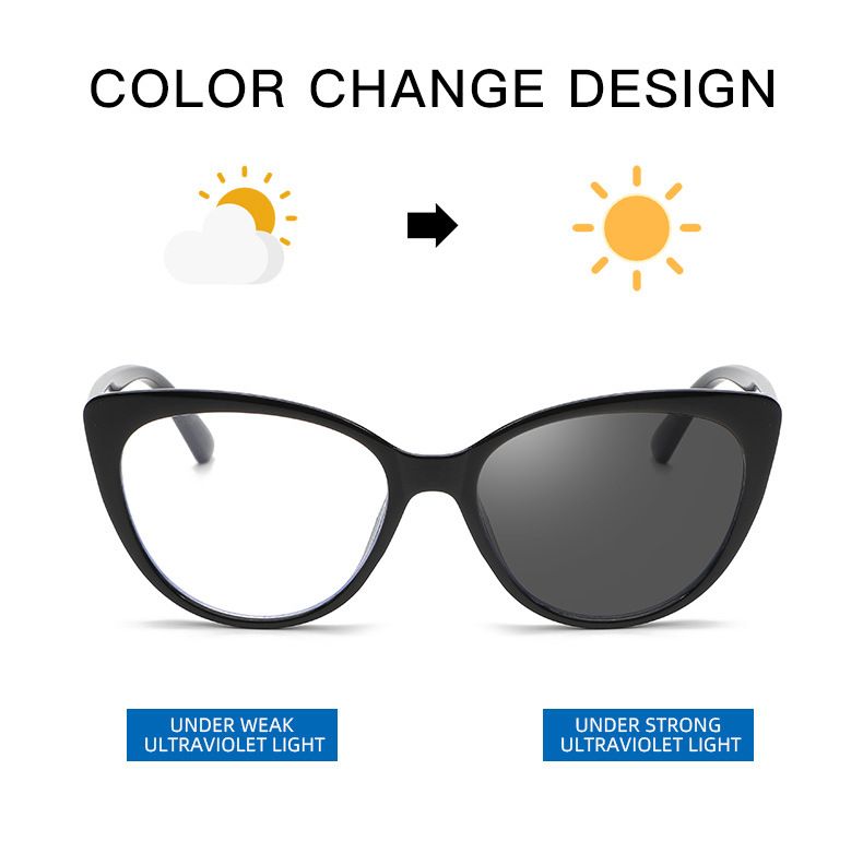 Color-changing Glasses Fashion Cat Eyes Unisex Leopard Print Frame - Pink