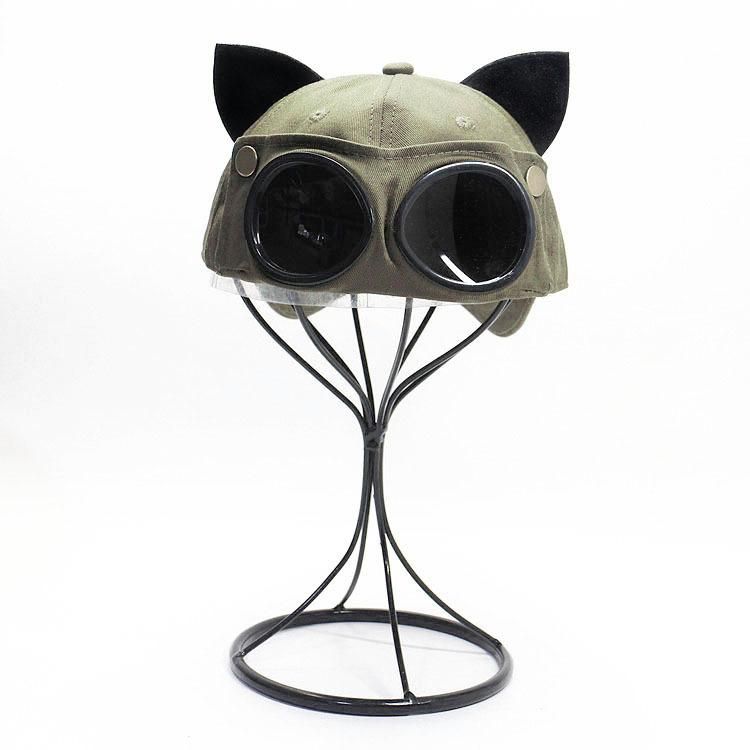 2023 New Pilot Glasses Baseball Hat Women Men Cat Ears Sun Visor Cap Autumn