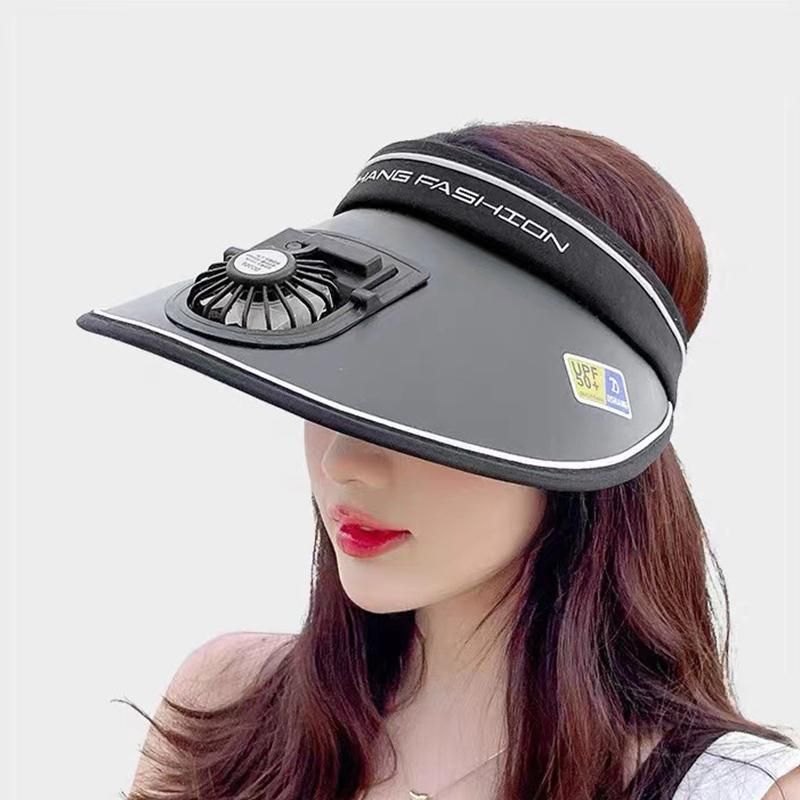Fan hat sunshade sunblock usb charging face cover outdoor empty top big cornice