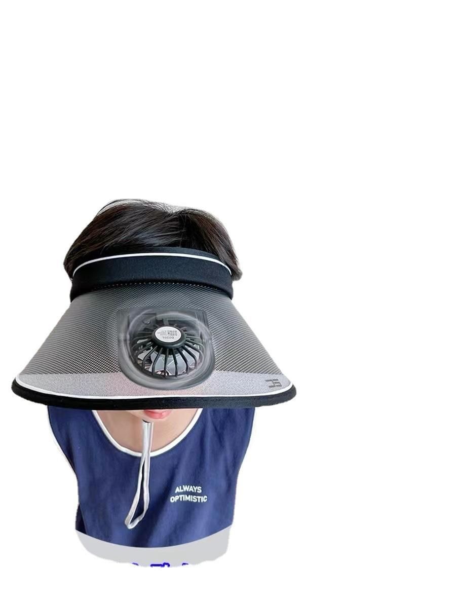Fan hat sunshade sunblock usb charging face cover outdoor empty top big cornice