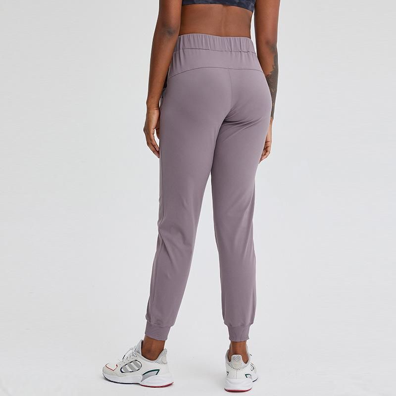Spring and Summer New Elastic Waist Yoga Pants Lulu Simple Straight Leg Sports Leisure Elastic