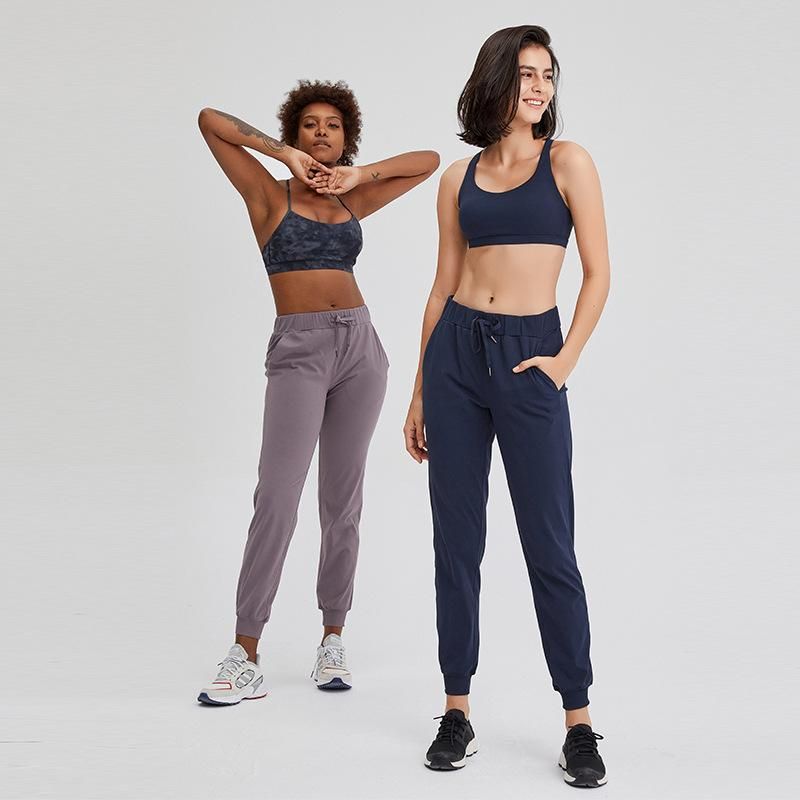 Spring and Summer New Elastic Waist Yoga Pants Lulu Simple Straight Leg Sports Leisure Elastic