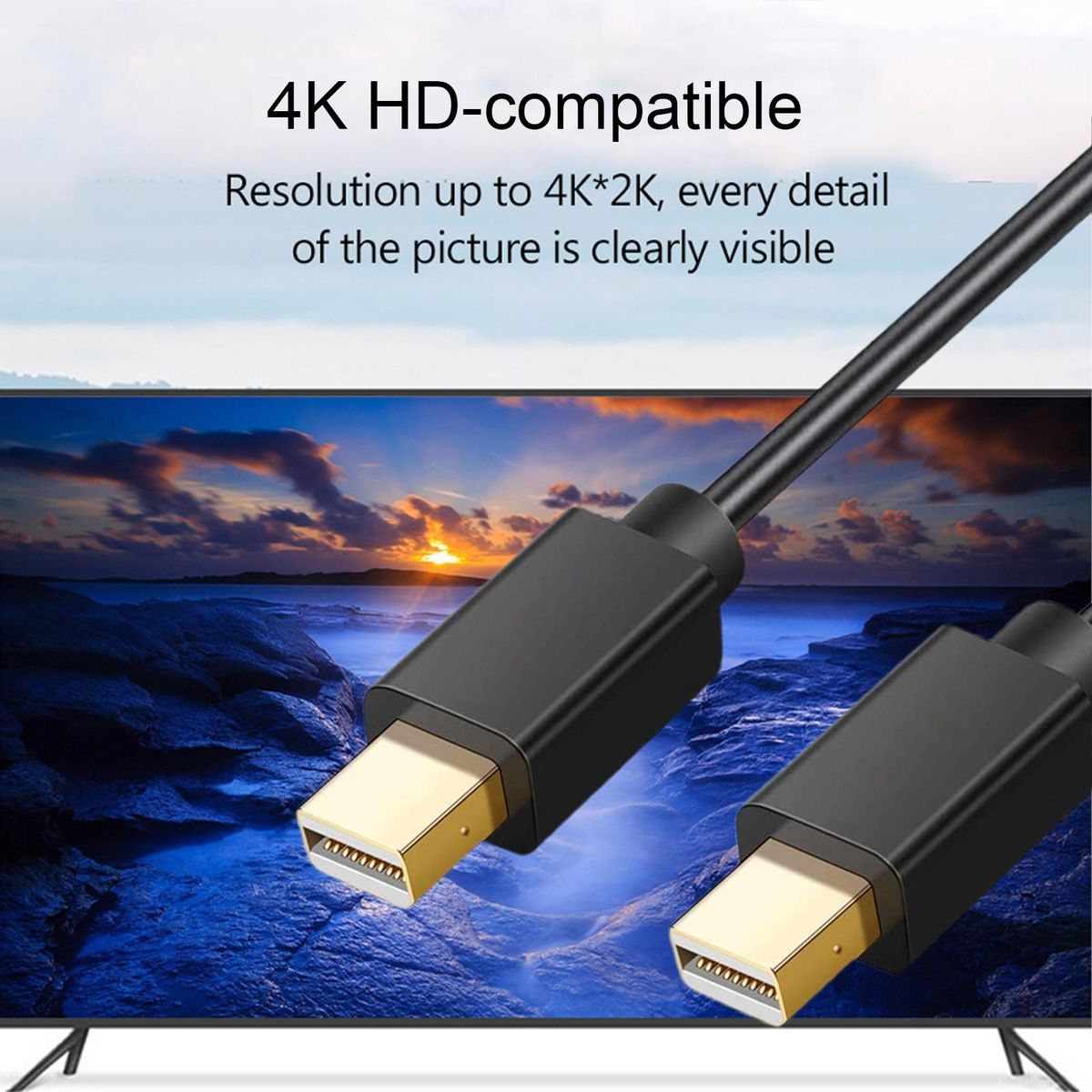 Mini DP Adapter Cable PC Laptop Mini DisplayPort to Mini DisplayPort Cable Black