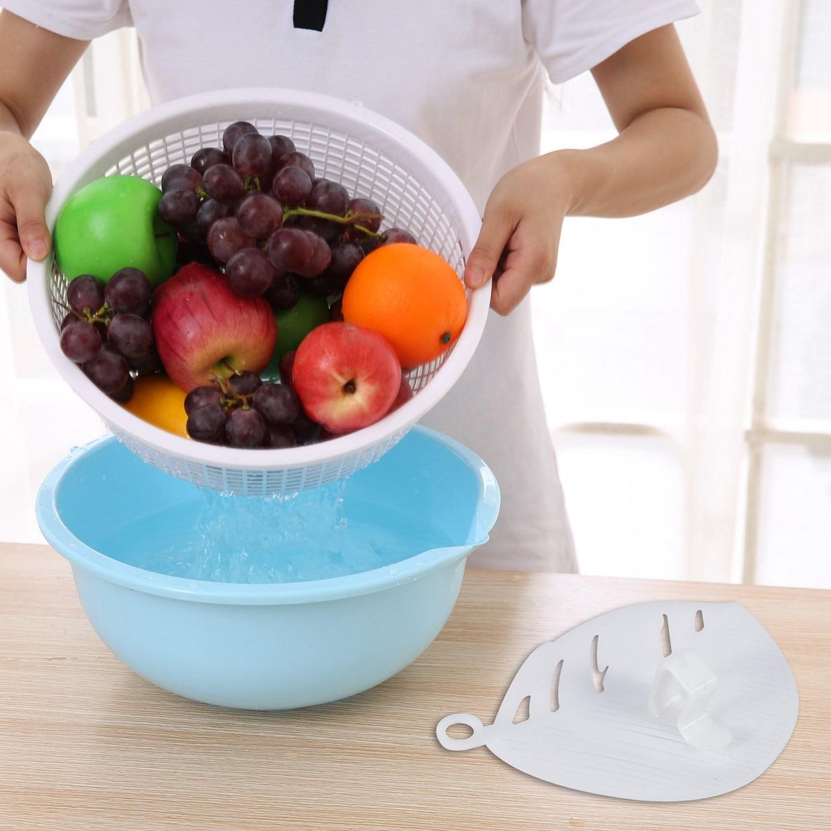 1PC Durable Clean Leaf Shape Rice Strainer
