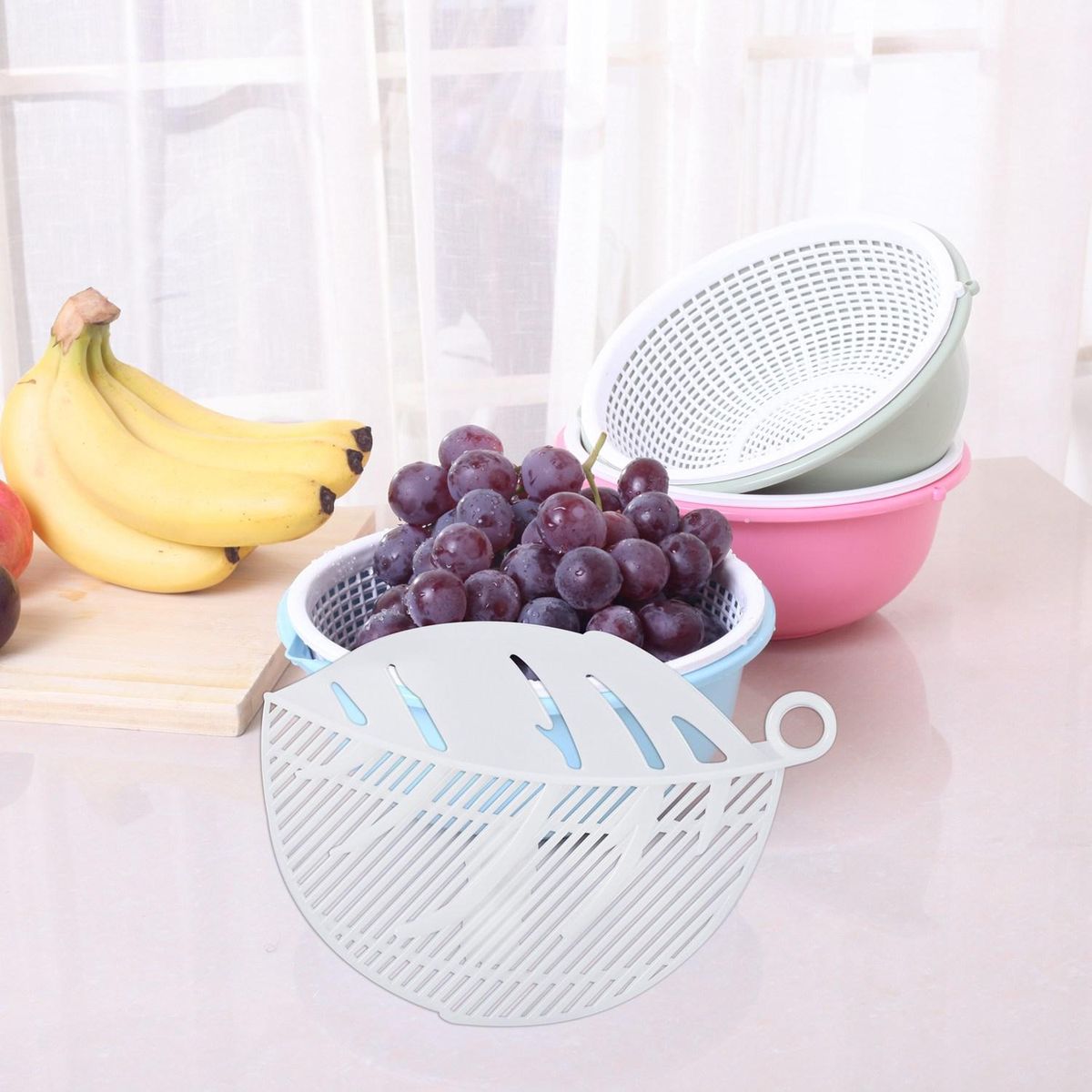 1PC Durable Clean Leaf Shape Rice Strainer