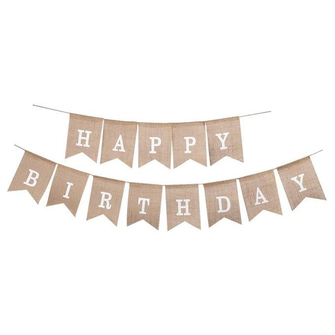 13 Pie Es Hessian Banner White Letter Linen DIY De Oration For Birthdays-Linen