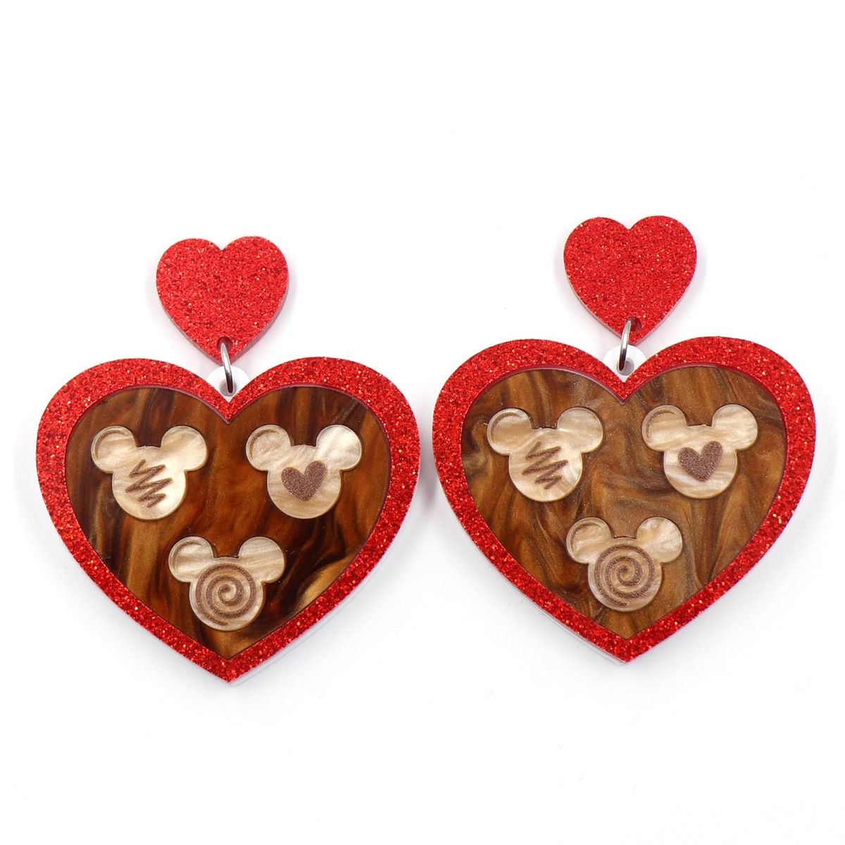 1pair Top fashion CN Drop Chocolates Mouse Head Heart Valentine's Day Acrylic earrings Jewelry for women