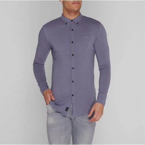 Men's Long Sleeve Jersey Shirt -dk Grey