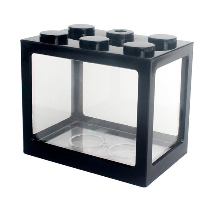 2 Pieces Aquarium Fish Tank Mini Building Blocks Spider Box Home Black