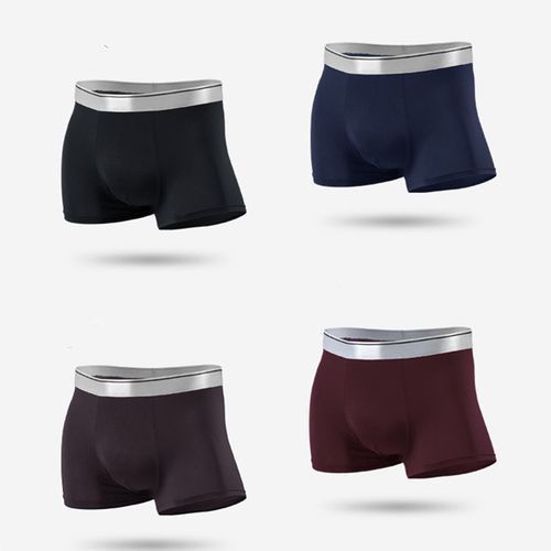 4 Pieces Breathable Men Panties Plus Size Elasticity Ice Silk Boxer Briefs